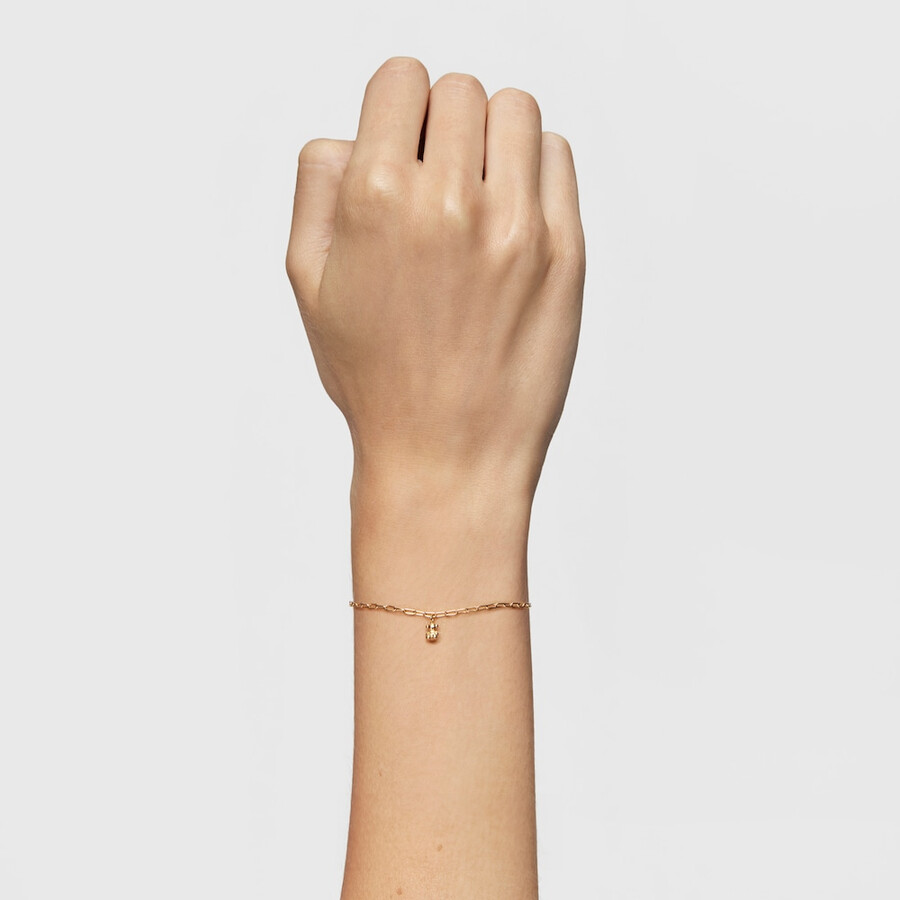 kettenarmband mit 18-karätiger vergoldung auf silber und ovalen ringen bold bear