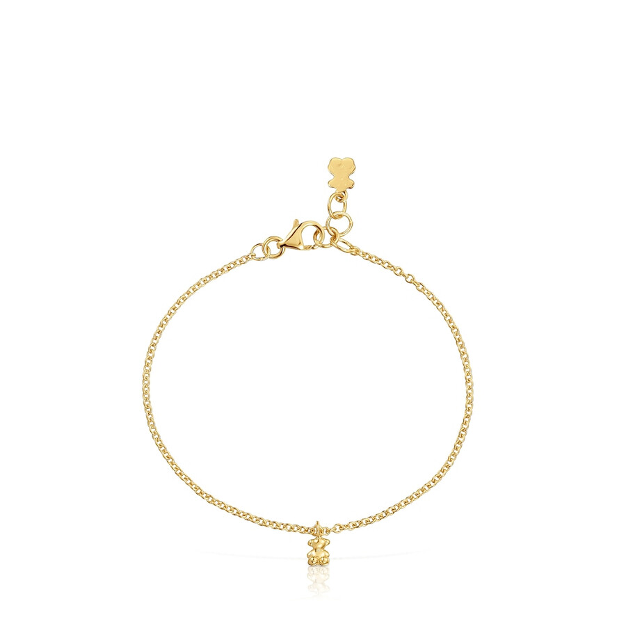 kettenarmband mit 18-karätiger vergoldung auf silber und runden ringen bold bear