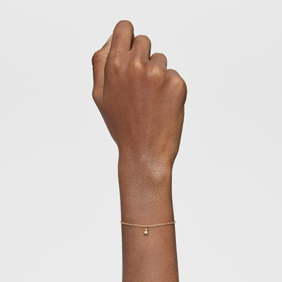 kettenarmband mit 18-karätiger vergoldung auf silber und runden ringen bold bear