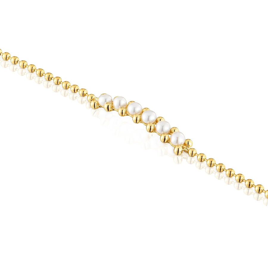 perlenarmband mit 18-karätiger vergoldung auf silber und zuchtperlen glänzend