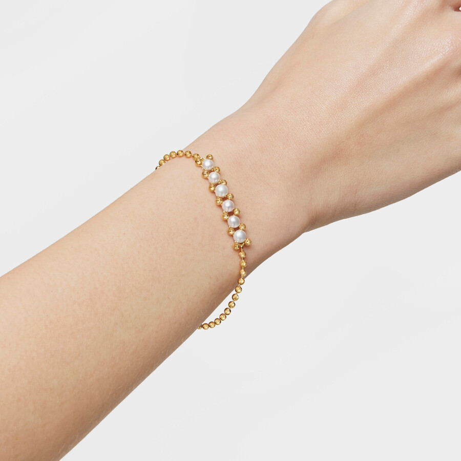 perlenarmband mit 18-karätiger vergoldung auf silber und zuchtperlen glänzend