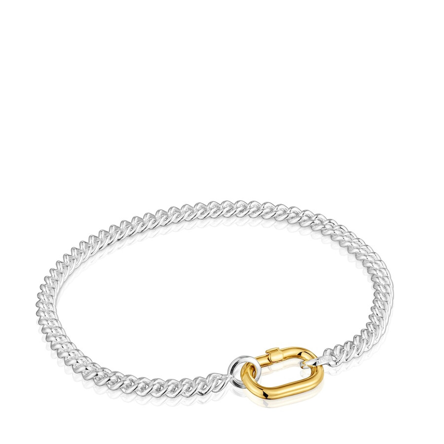 silbernes armband mit zweifarbigem ring oval