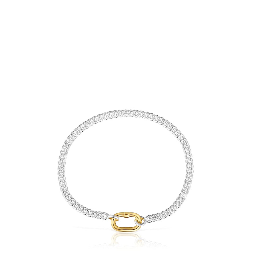 silbernes armband mit zweifarbigem ring oval