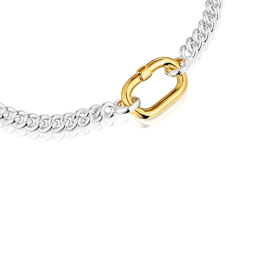 silbernes armband mit zweifarbigem ring oval