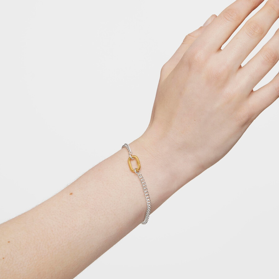 silbernes armband mit zweifarbigem ring oval