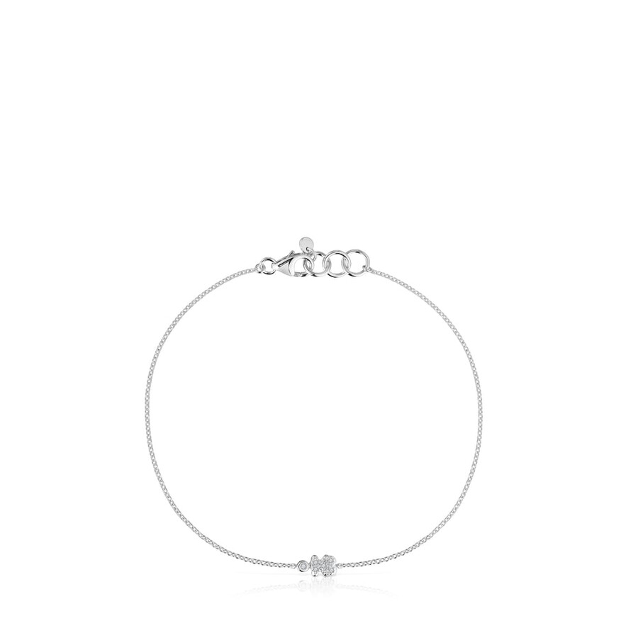 weißgoldenes bärenkettenarmband mit diamanten von tous grain