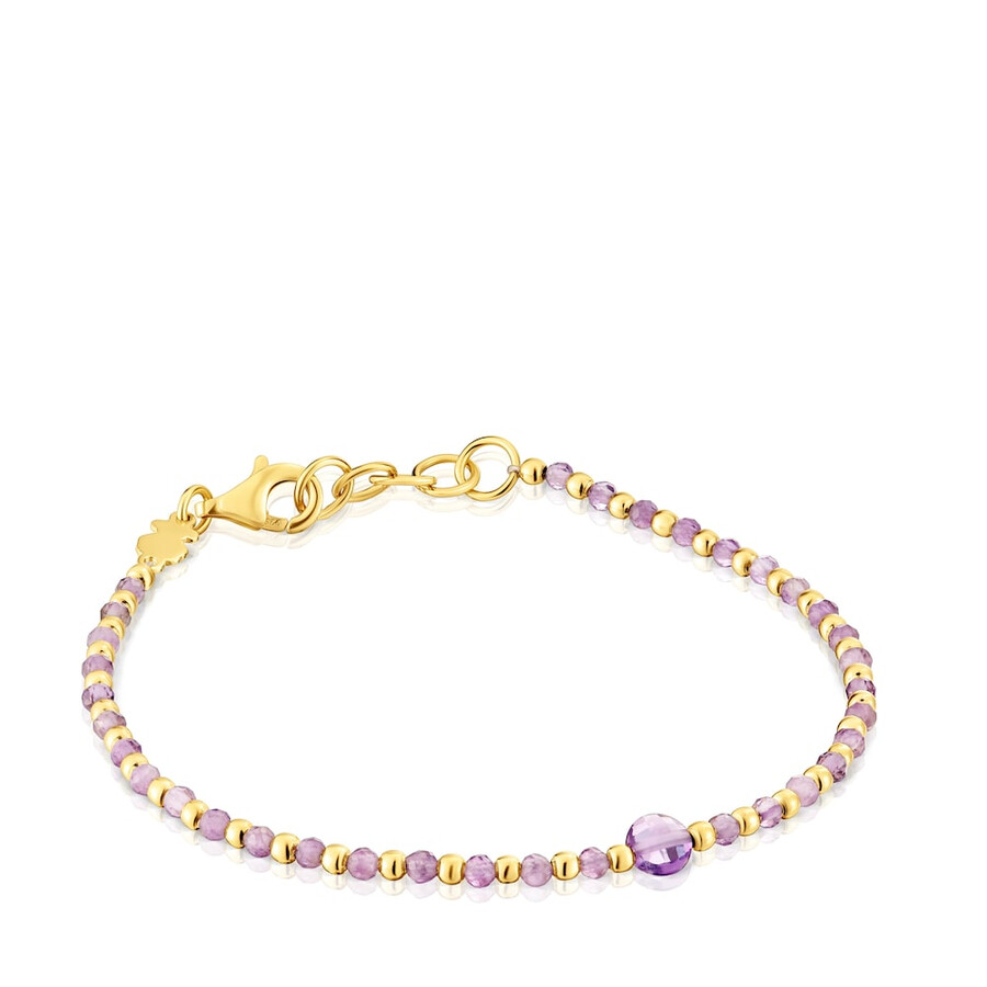 kugelarmband mit 18-karätiger vergoldung auf silber und amethyst in grundfarben