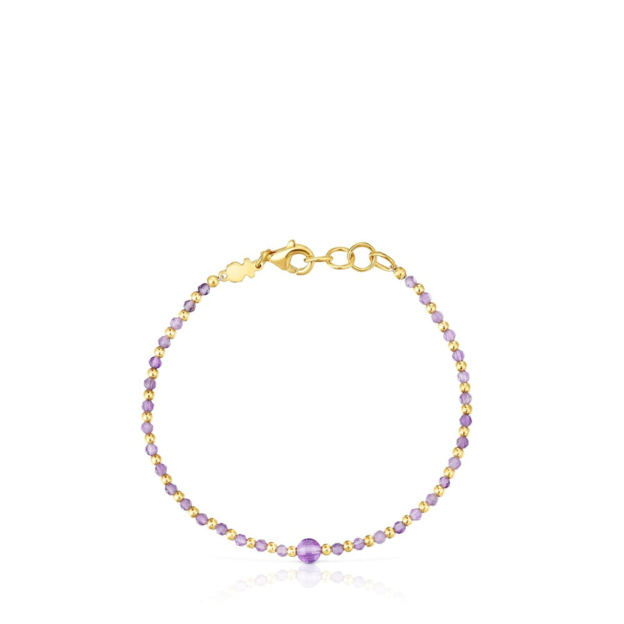 kugelarmband mit 18-karätiger vergoldung auf silber und amethyst in grundfarben