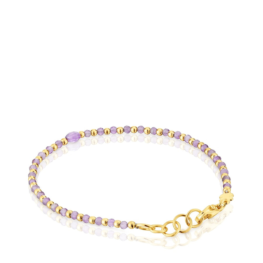 kugelarmband mit 18-karätiger vergoldung auf silber und amethyst in grundfarben