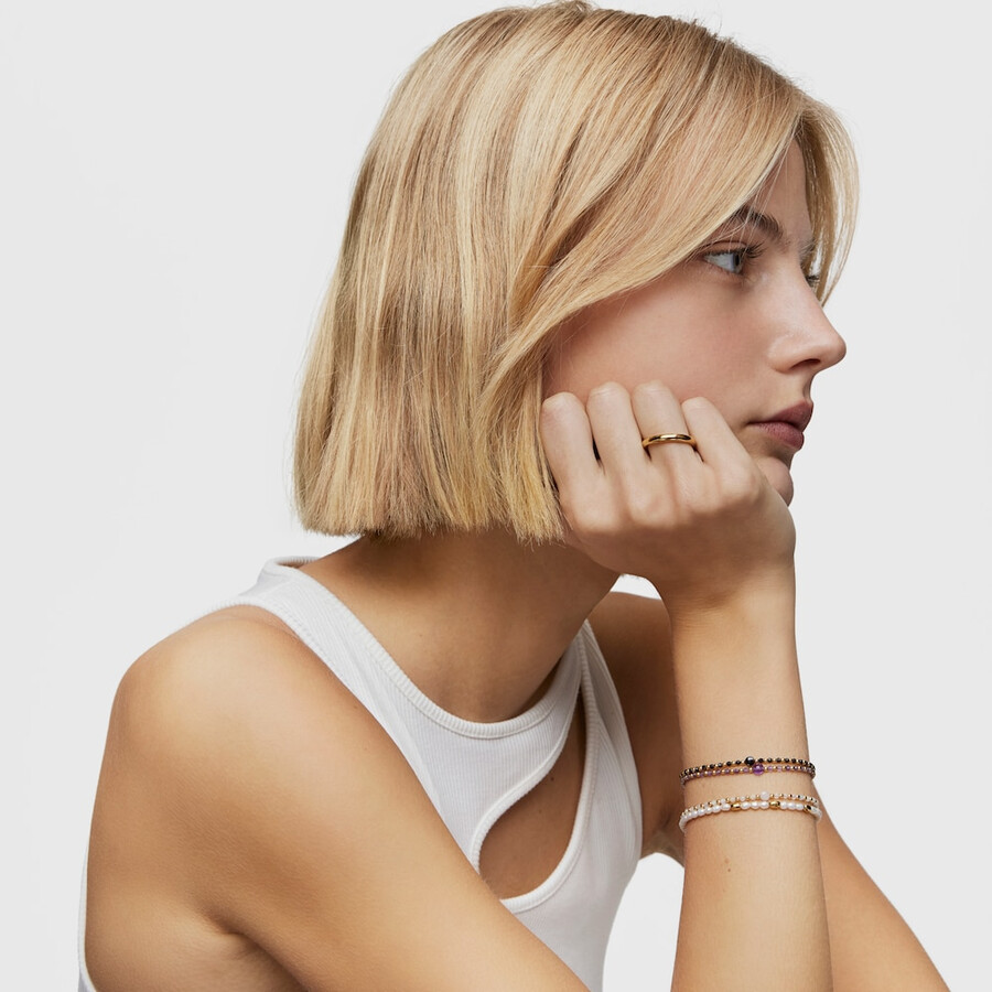 kugelarmband mit 18-karätiger vergoldung über silber und spinell in grundfarben
