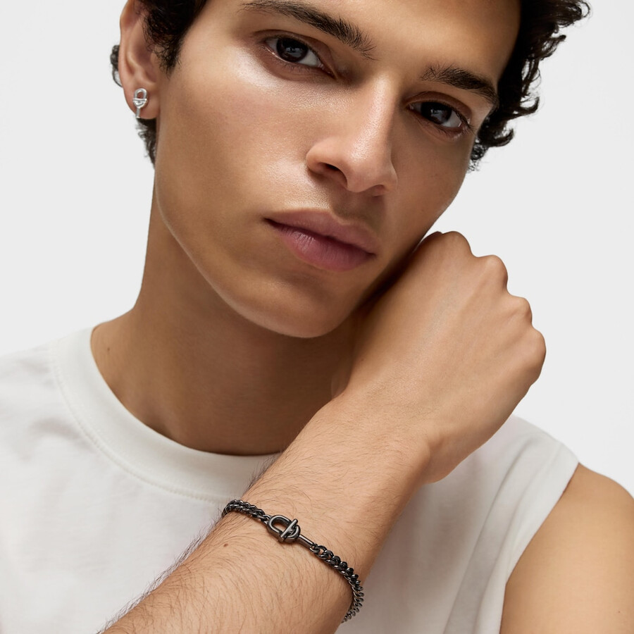 tous manifesto 19 cm armband aus dunkelsilbernem panzerketten
