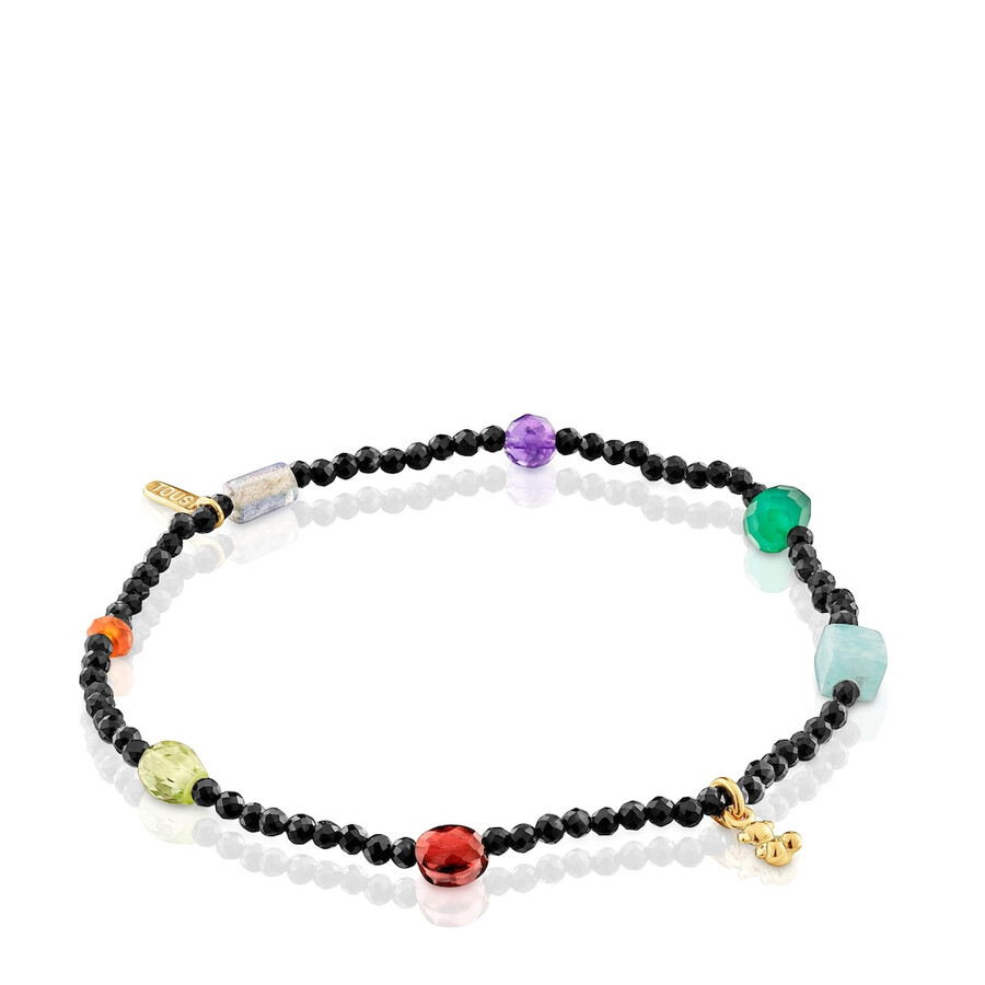 elastisches armband „bold bear mit 18-karätiger vergoldung auf silber onyx und edelsteinen
