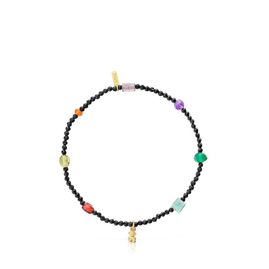 elastisches armband „bold bear mit 18-karätiger vergoldung auf silber onyx und edelsteinen