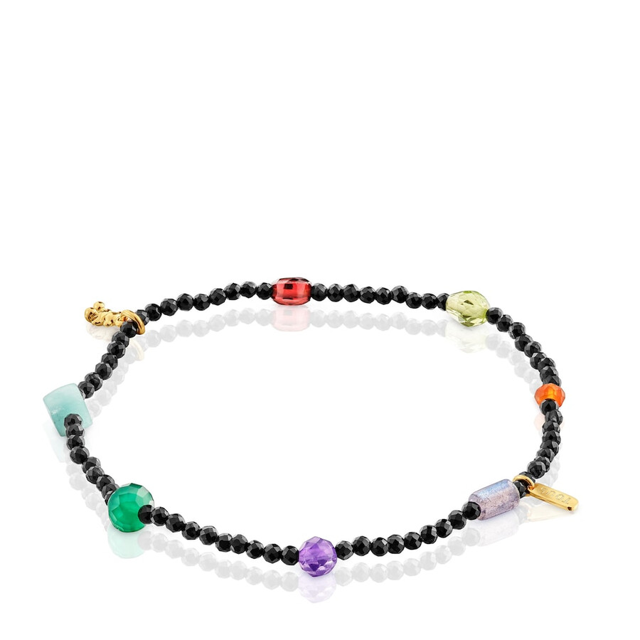 elastisches armband „bold bear mit 18-karätiger vergoldung auf silber onyx und edelsteinen