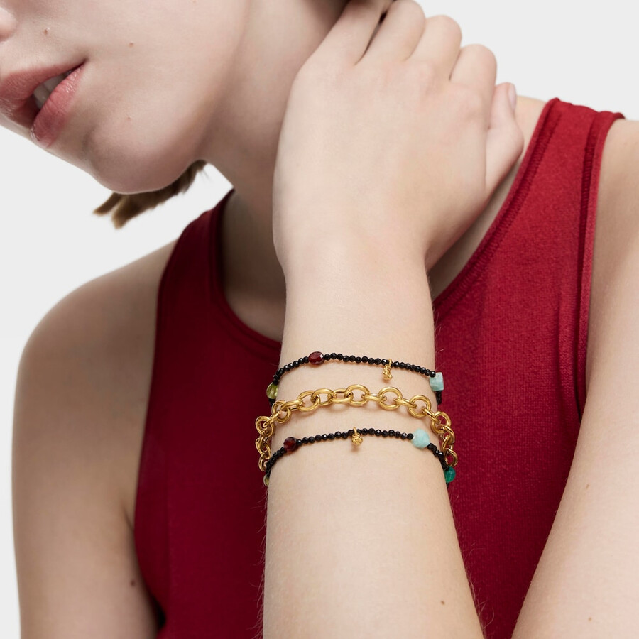 elastisches armband „bold bear mit 18-karätiger vergoldung auf silber onyx und edelsteinen