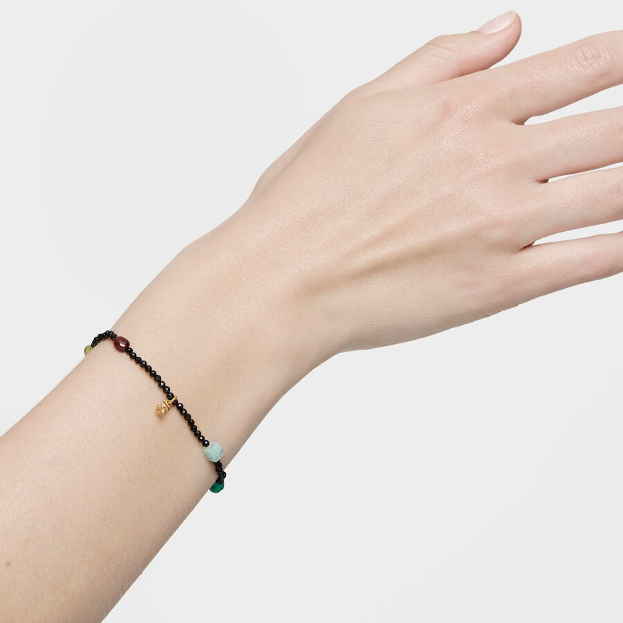 elastisches armband „bold bear mit 18-karätiger vergoldung auf silber onyx und edelsteinen
