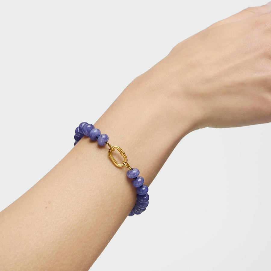ovales armband mit 18-karätiger vergoldung auf silber und blauem quarzit