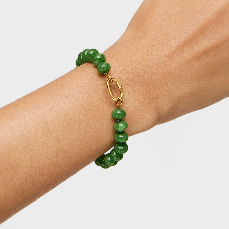 ovales armband mit 18-karätiger vergoldung auf silber und grünem quarzit