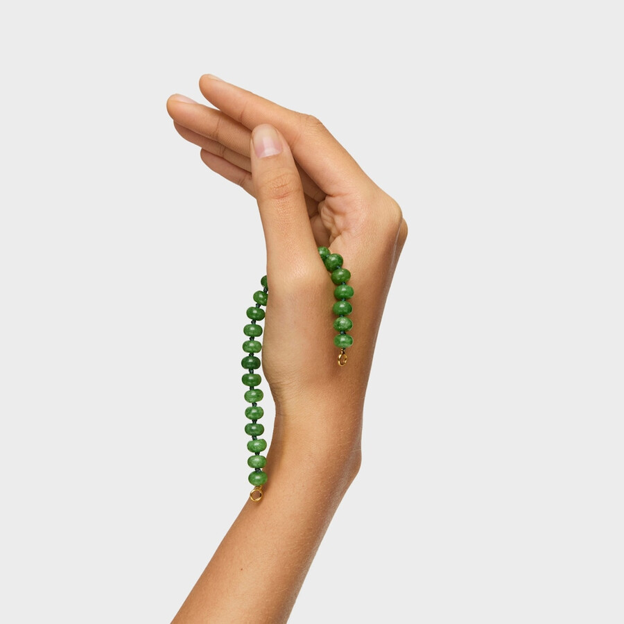 ovales armband mit 18-karätiger vergoldung auf silber und grünem quarzit