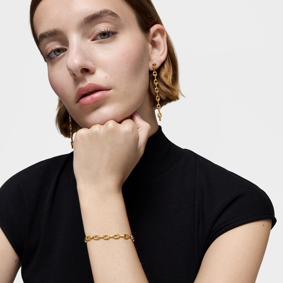 armband mit 18-karätiger vergoldung über silberner logokette tous manifesto
