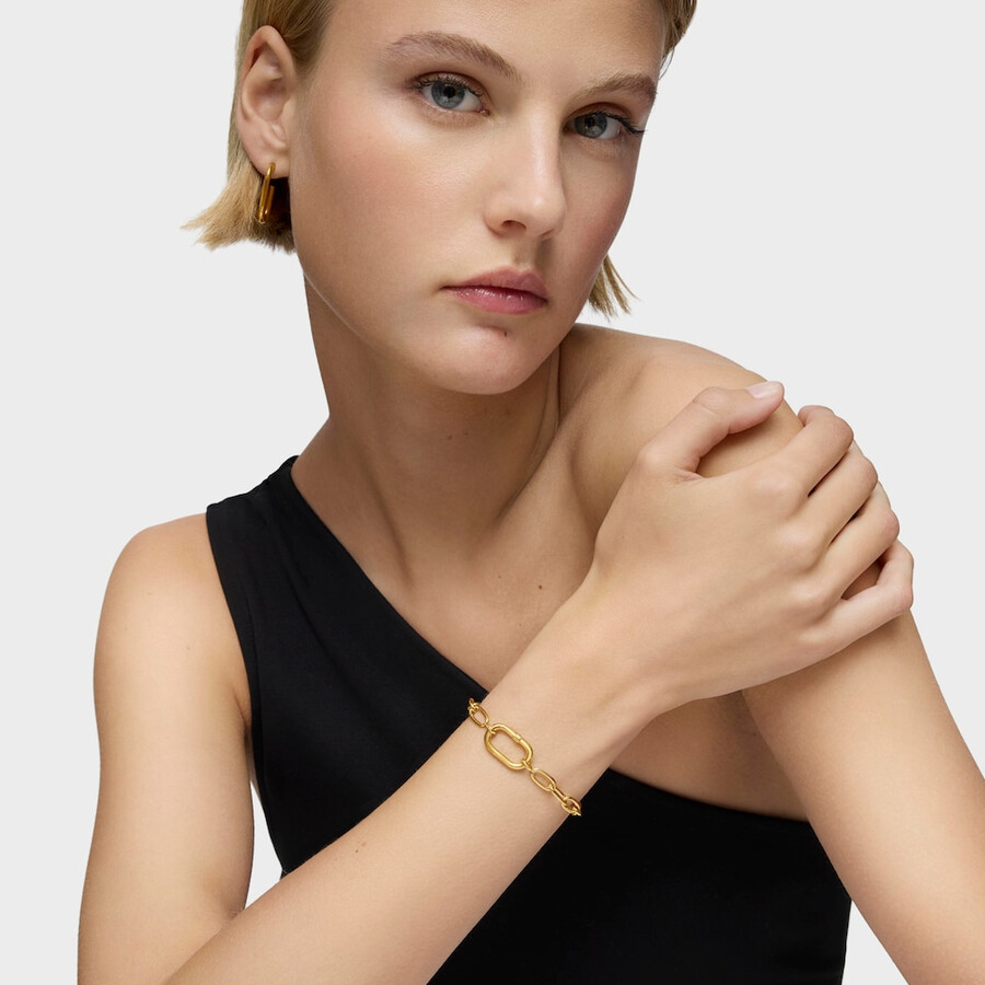 ovales xl-kettenarmband mit 18-karätiger vergoldung auf silber