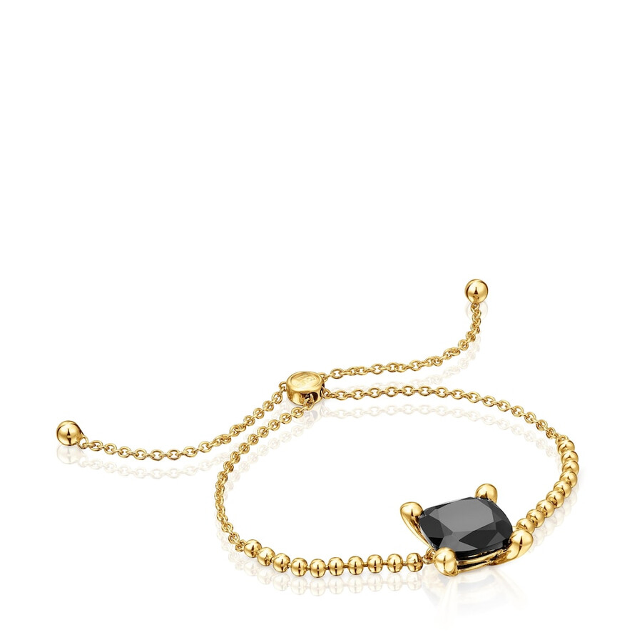 armband mit 18-karätiger vergoldung auf silberner kette und onyx farbe schwarz