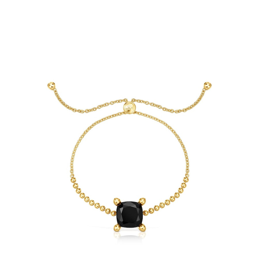 armband mit 18-karätiger vergoldung auf silberner kette und onyx farbe schwarz