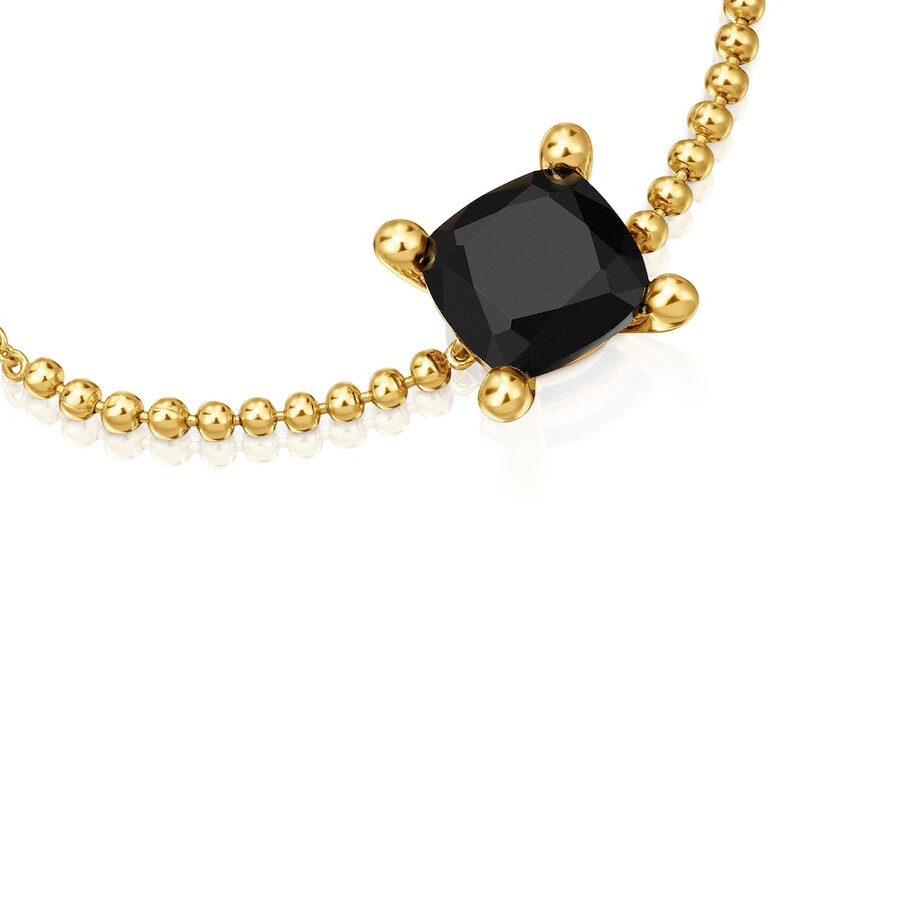 armband mit 18-karätiger vergoldung auf silberner kette und onyx farbe schwarz