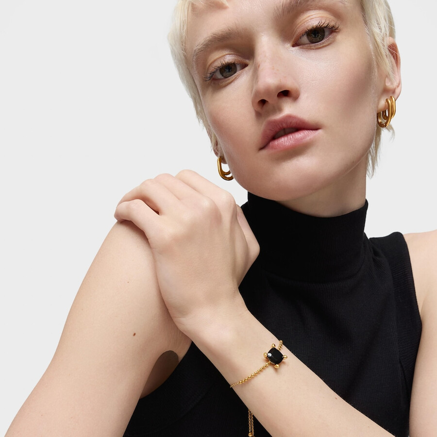 armband mit 18-karätiger vergoldung auf silberner kette und onyx farbe schwarz