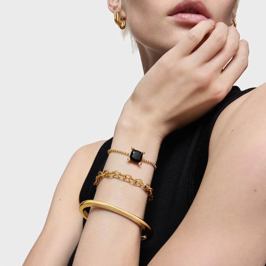 armband mit 18-karätiger vergoldung auf silberner kette und onyx farbe schwarz
