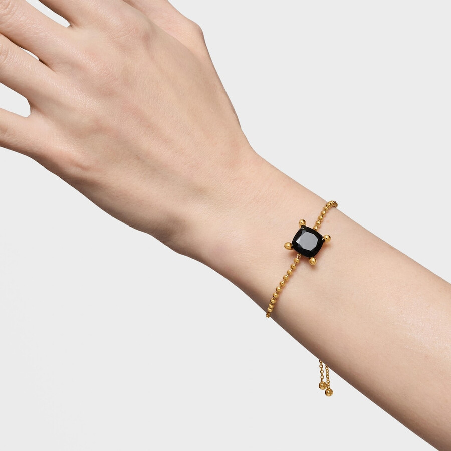 armband mit 18-karätiger vergoldung auf silberner kette und onyx farbe schwarz