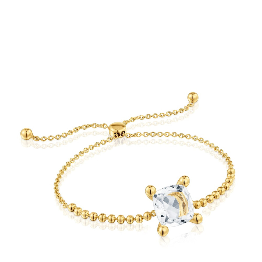 armband aus 18-karätigem gold über silber und mit details aus bergkristallquarz farbe weiß