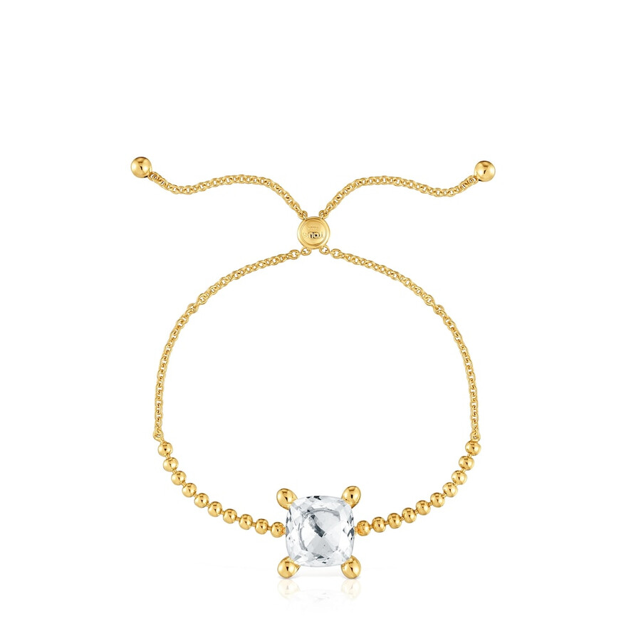 armband aus 18-karätigem gold über silber und mit details aus bergkristallquarz farbe weiß