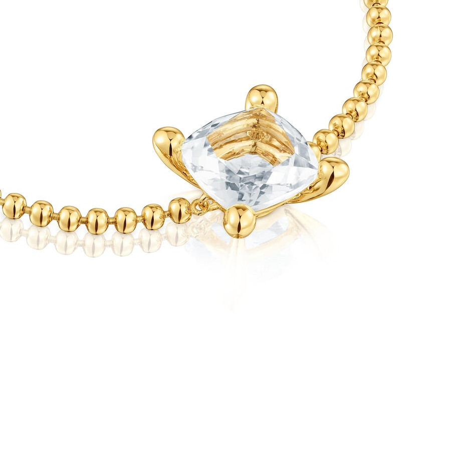 armband aus 18-karätigem gold über silber und mit details aus bergkristallquarz farbe weiß