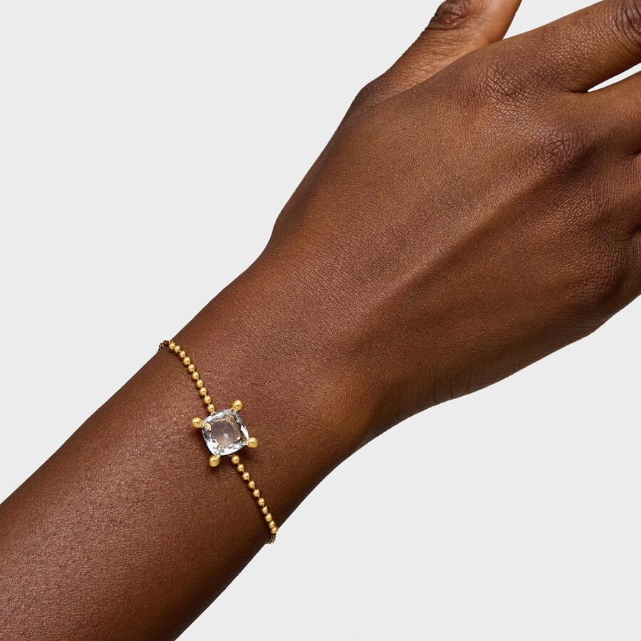 armband aus 18-karätigem gold über silber und mit details aus bergkristallquarz farbe weiß
