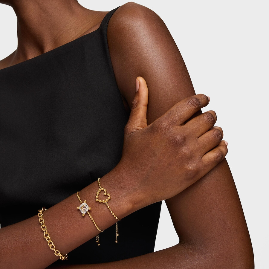armband aus 18-karätigem gold über silber und mit details aus bergkristallquarz farbe weiß