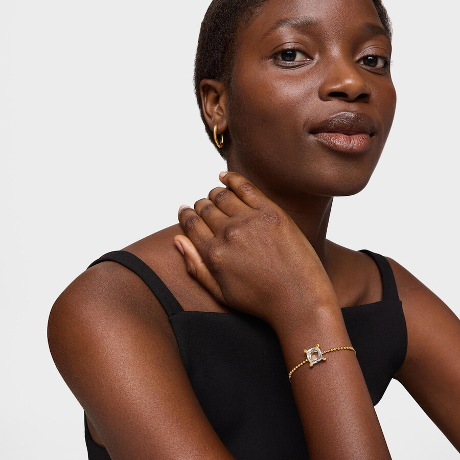 armband aus 18-karätigem gold über silber und mit details aus bergkristallquarz farbe weiß