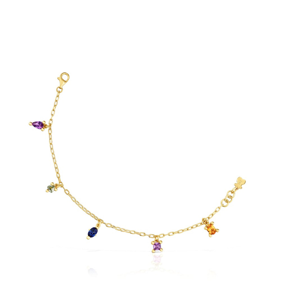 kettenarmband aus 18-karätigem gold über silber und im labor gezüchteten edelsteinen tous-farbe lgg