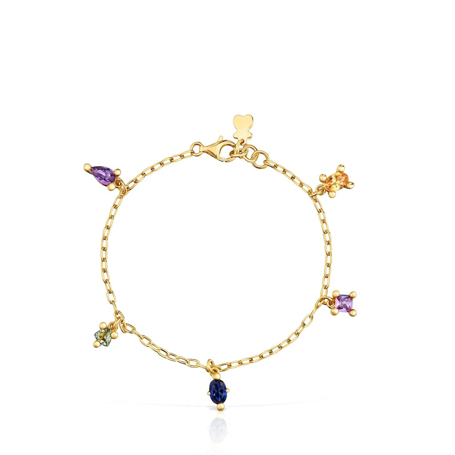 kettenarmband aus 18-karätigem gold über silber und im labor gezüchteten edelsteinen tous-farbe lgg