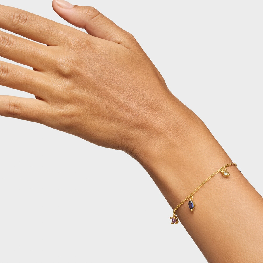 kettenarmband aus 18-karätigem gold über silber und im labor gezüchteten edelsteinen tous-farbe lgg