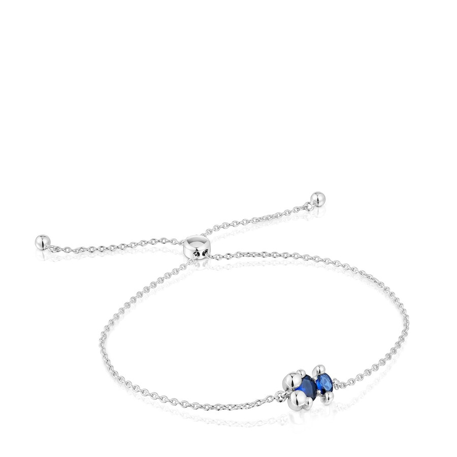 armband mit silbernem bärenmotiv und im labor gezüchtetem lilafarbenem saphir farbe bär lgg