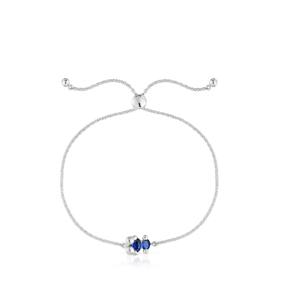 armband mit silbernem bärenmotiv und im labor gezüchtetem lilafarbenem saphir farbe bär lgg