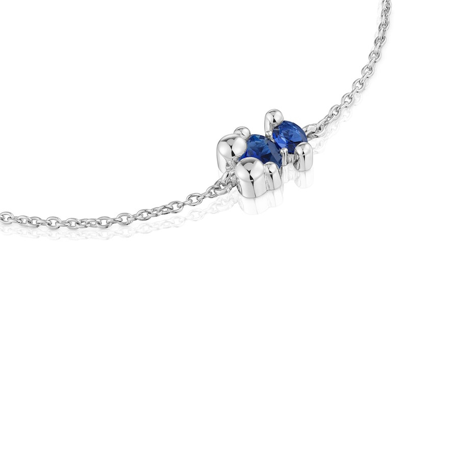 armband mit silbernem bärenmotiv und im labor gezüchtetem lilafarbenem saphir farbe bär lgg