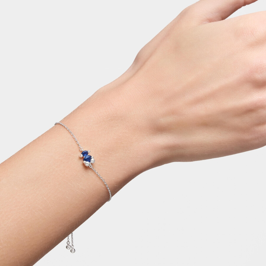 armband mit silbernem bärenmotiv und im labor gezüchtetem lilafarbenem saphir farbe bär lgg