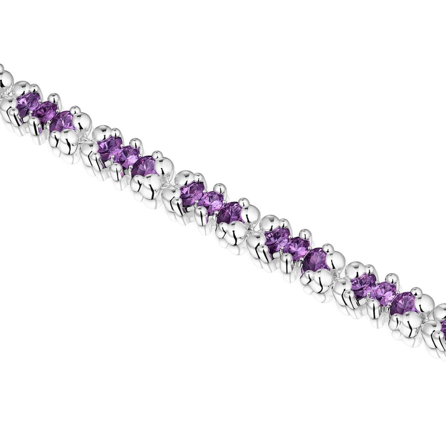 armband mit silbernem bärenmotiv und lilafarbenen im labor gezüchteten saphiren farbe bär lgg