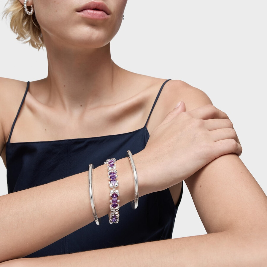armband mit silbernem bärenmotiv und lilafarbenen im labor gezüchteten saphiren farbe bär lgg