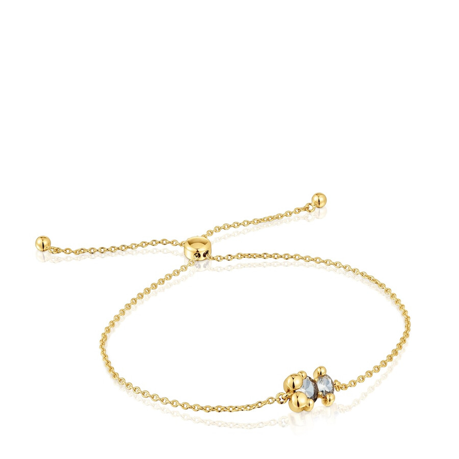 armband mit 8 mm breiter kette aus 18-karätig vergoldetem silber mit bärenmotiv und im labor gezüchtetem grünem spinell farbe bär lgg.