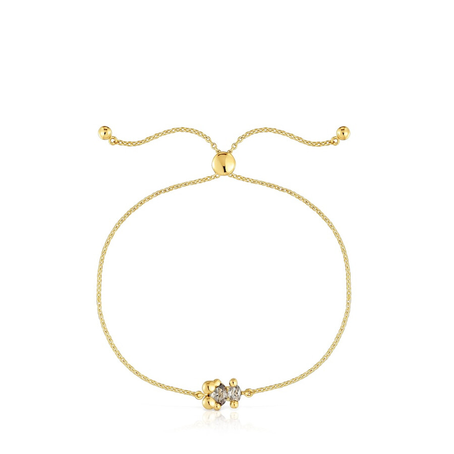 armband mit 8 mm breiter kette aus 18-karätig vergoldetem silber mit bärenmotiv und im labor gezüchtetem grünem spinell farbe bär lgg.
