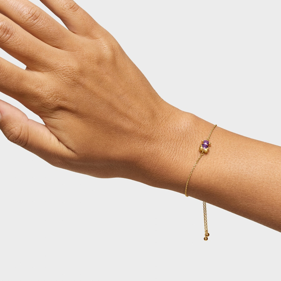 armband mit bärenmotivkette 8 mm 18 karat vergoldet silber und im labor gezüchtetem lilafarbenem saphir farbe bär lgg