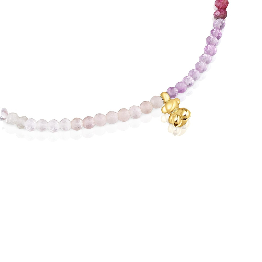 armband aus 18-karätig vergoldetem elastischem silber mit rosen-edelsteinen tous bold bear
